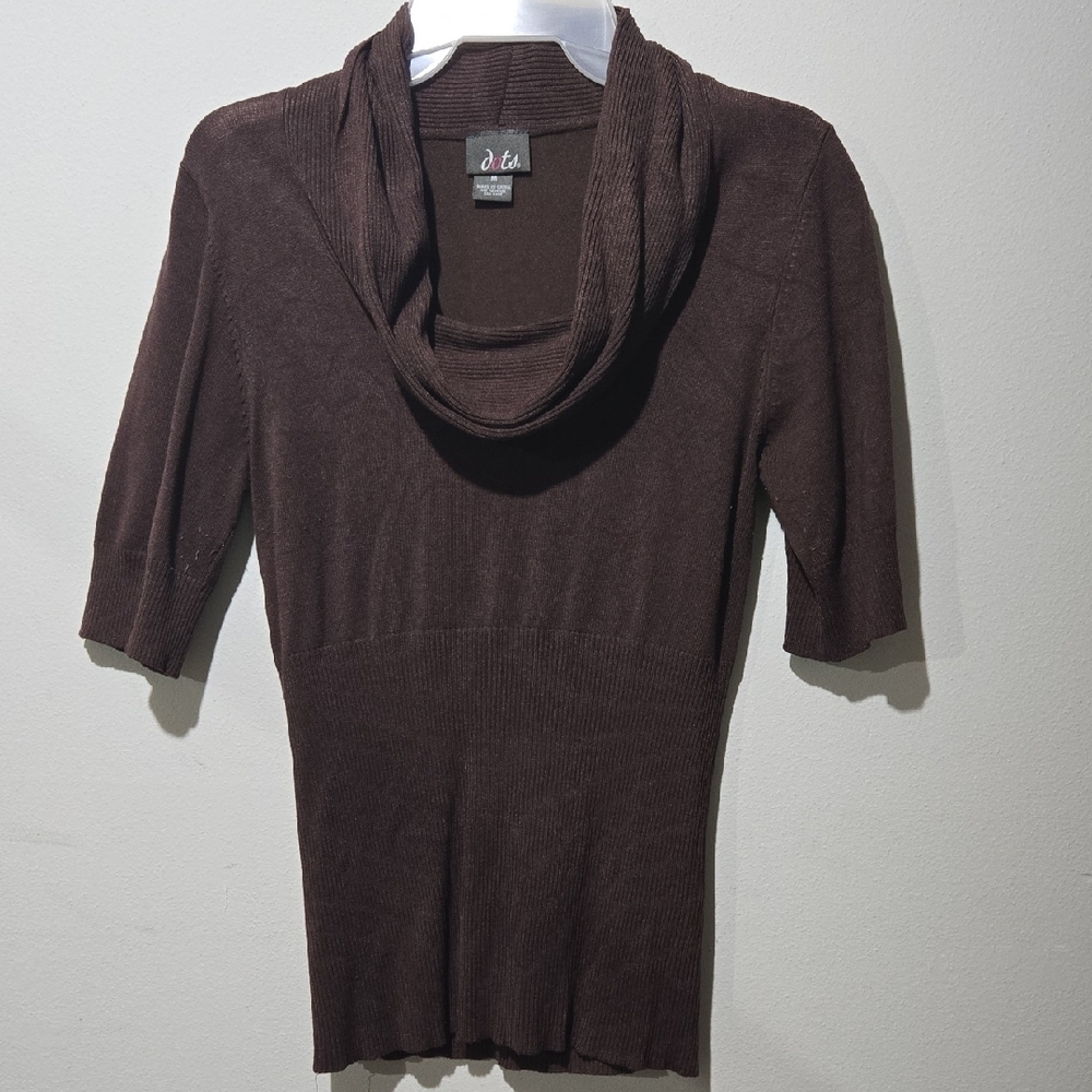 Dots Chocolate Cowl Neck Sweater